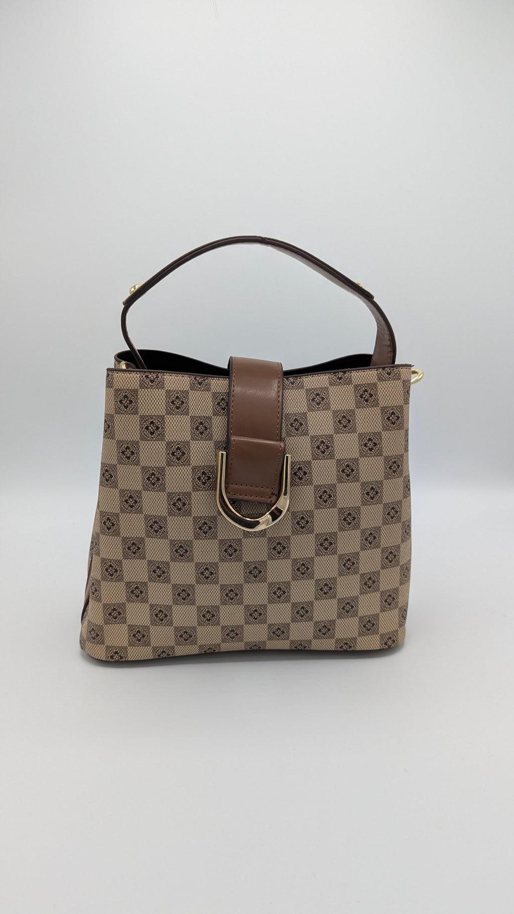 Luxury-inspired checkered handbag