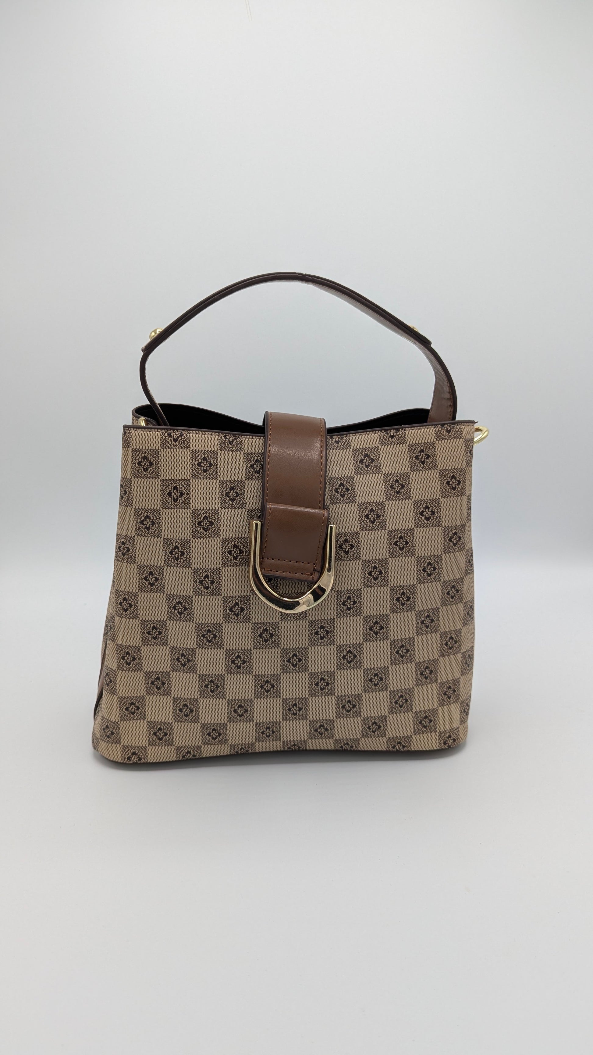 Luxury-inspired checkered handbag