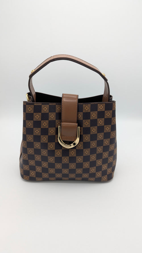 Luxury-inspired checkered handbag